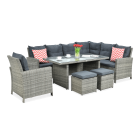 Narożnik z technorattanu IBIZA + FOTEL w odcieniach szarości