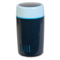 Filtr wymienny w cylindrycznym kształcie, w kolorze ciemnoniebieskim z jasnoniebieską górą, na białym tle.