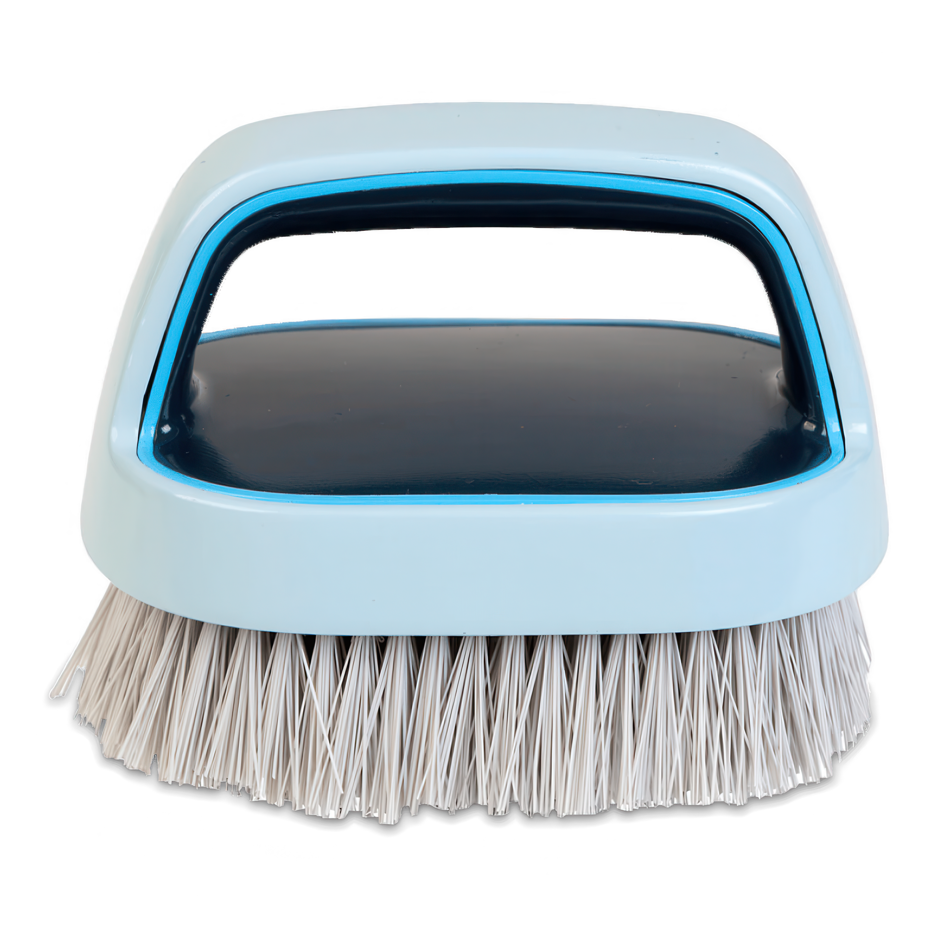 Ręczna szczotka do szorowania z ergonomicznym uchwytem i twardym włosiem w kolorze białym, idealna do czyszczenia podłóg i fug.