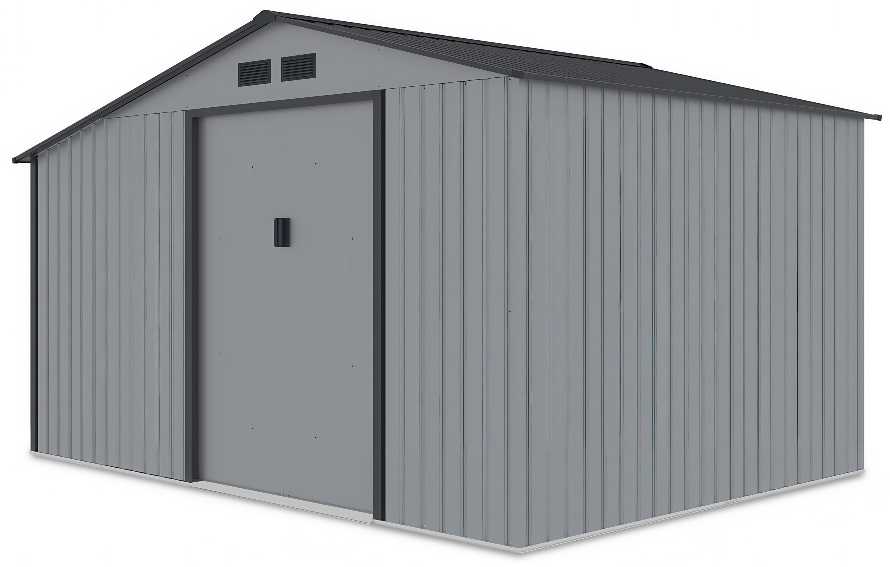Widok boczny na domek narzędziowy MADISON 342x255cm Light Grey