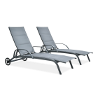 Zestaw designerskich leżaków ogrodowych z aluminiową ramą