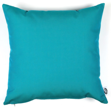 Kwadratowa poduszka dekoracyjna w intensywnym turkusowym kolorze
