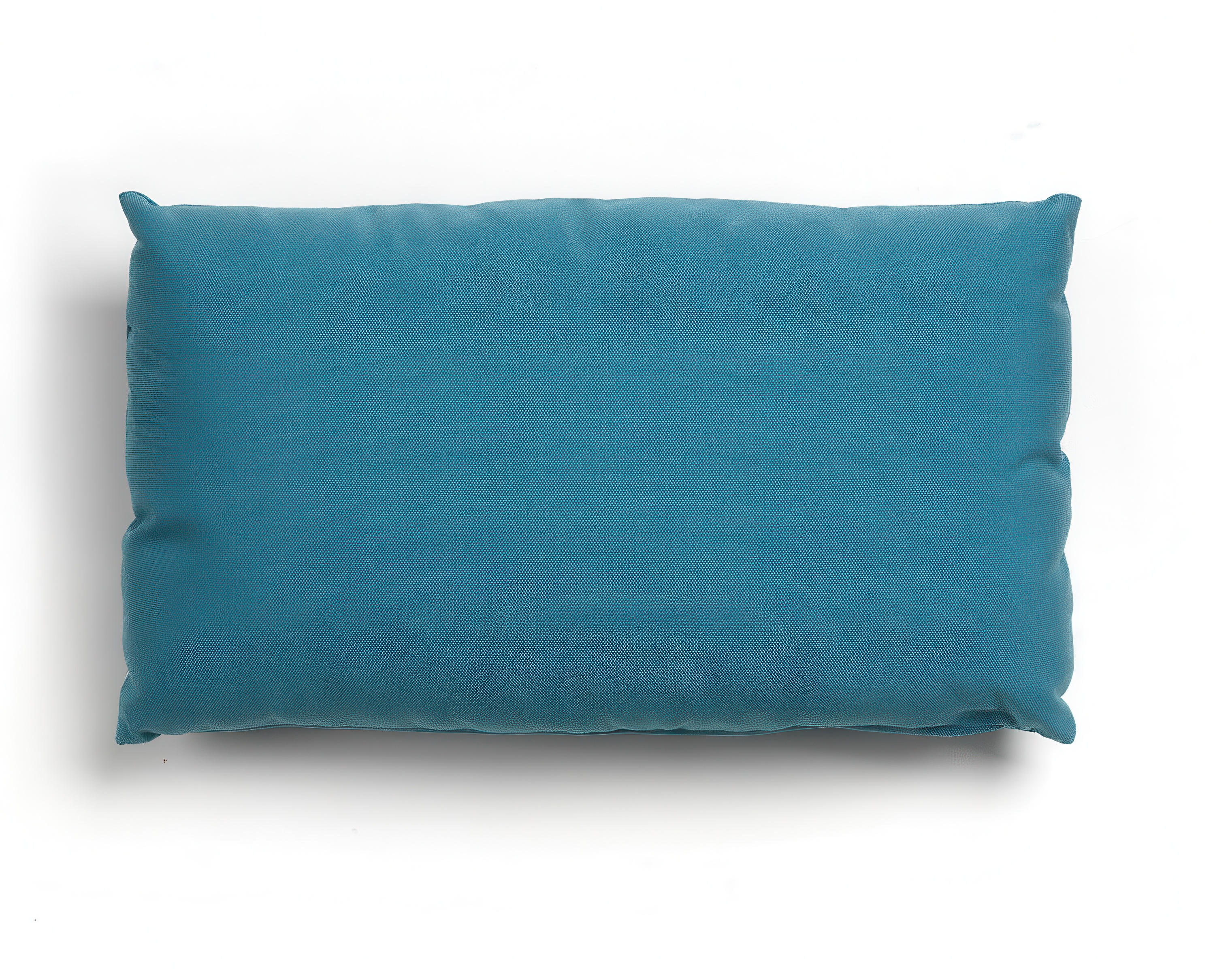 Prostokątna poduszka w kolorze turkusowym, leżąca na białym tle.