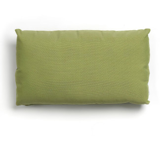 Jasnozielona, prostokątna poduszka ozdobna na białym tle.