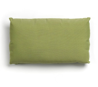 Jasnozielona, prostokątna poduszka ozdobna na białym tle.