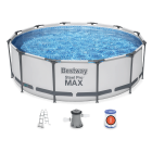 Basen stelażowy w zestawie Steel Pro Max 3,66 x 1 m - BESTWAY 56418 szary