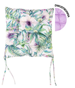 Dwustronna poduszka o kolorze fioletu i wzorze w kwiaty