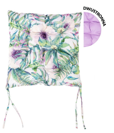 Dwustronna poduszka o kolorze fioletu i wzorze w kwiaty