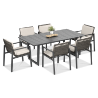Zestaw jadalniany do ogrodu LOTUS Dining Dark Grey 6+1 - FURRORE