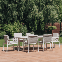 Zestaw jadalniany dla 6 osób LOTUS Dining 6+1 White - FURRORE