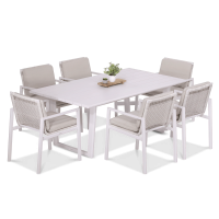 Zestaw jadalniany dla 6 osób LOTUS Dining 6+1 White - FURRORE