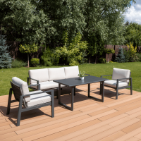 Aranżacja na tarasie w letni dzień stylowego zestawu wypoczynkowego LOTUS Dining