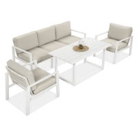 Meble wypoczynkowe do ogrodu LOTUS Dining White - FURRORE