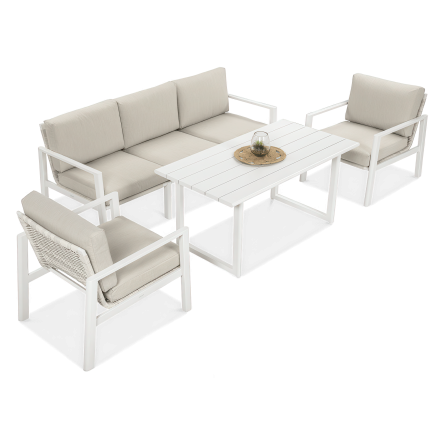 Meble wypoczynkowe do ogrodu LOTUS Dining White - FURRORE