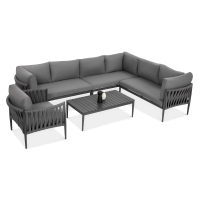 Narożnik ogrodowy aluminiowy MONZA Caffe + fotel Grey - FURRORE