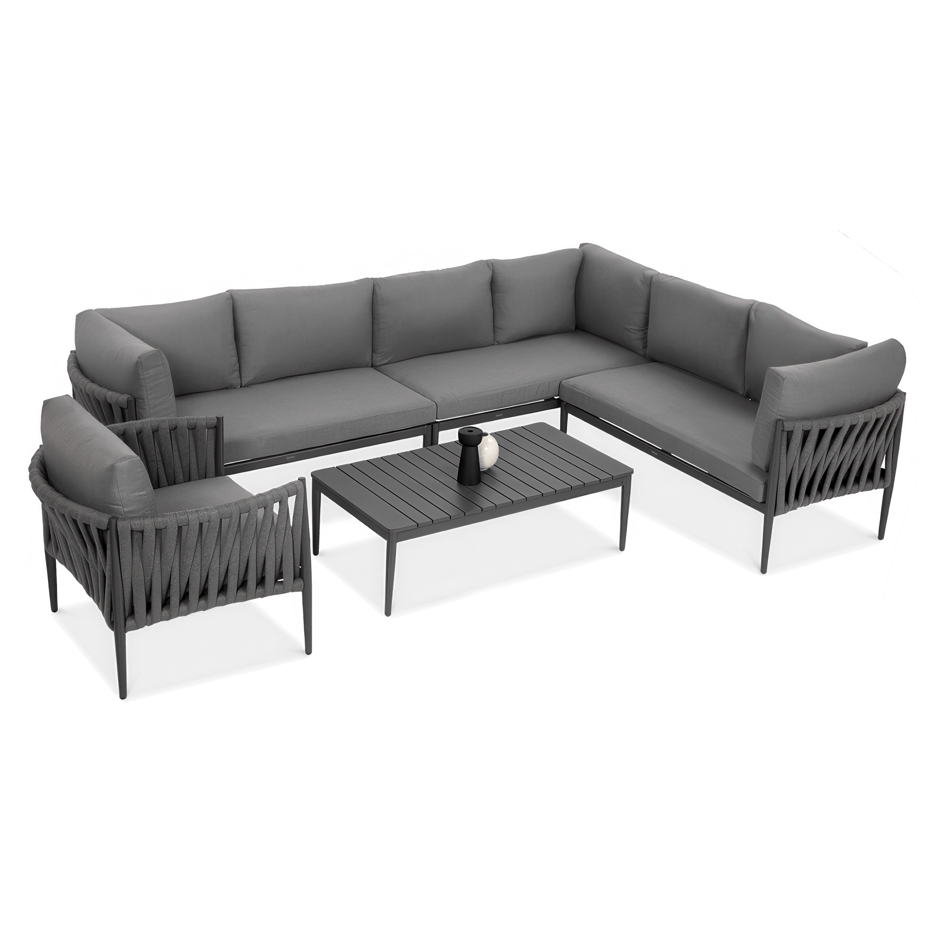 OUTLET 559 Narożnik ogrodowy aluminiowy MONZA Caffe + fotel Grey - FURRORE