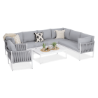 Narożnik aluminiowy ogrodowy MONZA Caffe + fotel White - FURRORE