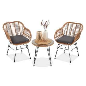 Stół i krzesła na balkon KUBU 2+1, Beige - FOCUS GARDEN