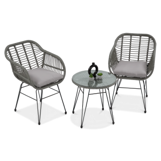 Zestaw na balkon KUBU 2+1, w odcieniach szarości- FOCUS GARDEN