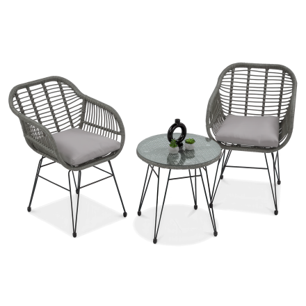 Zestaw na balkon KUBU 2+1, w odcieniach szarości- FOCUS GARDEN