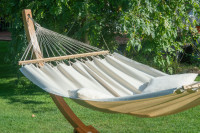 Dwuosobowy hamak z drążkiem FLORENCIA Latte z bawełny organicznej - LA SIESTA