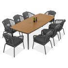 Zestaw ogrodowy z dużym stołem i 8 krzesłami w kolorze grafitowym