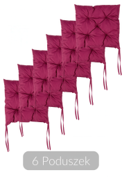 zestaw sześciu bordowych poduszek dark carmin z sznurkami - moodme