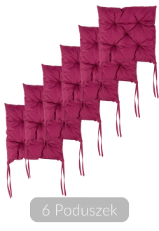 zestaw sześciu bordowych poduszek dark carmin z sznurkami - moodme