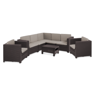 Narożnik ogrodowy PROVENCE + 2x FOTEL Brown