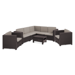 Narożnik ogrodowy PROVENCE + 2x FOTEL Brown