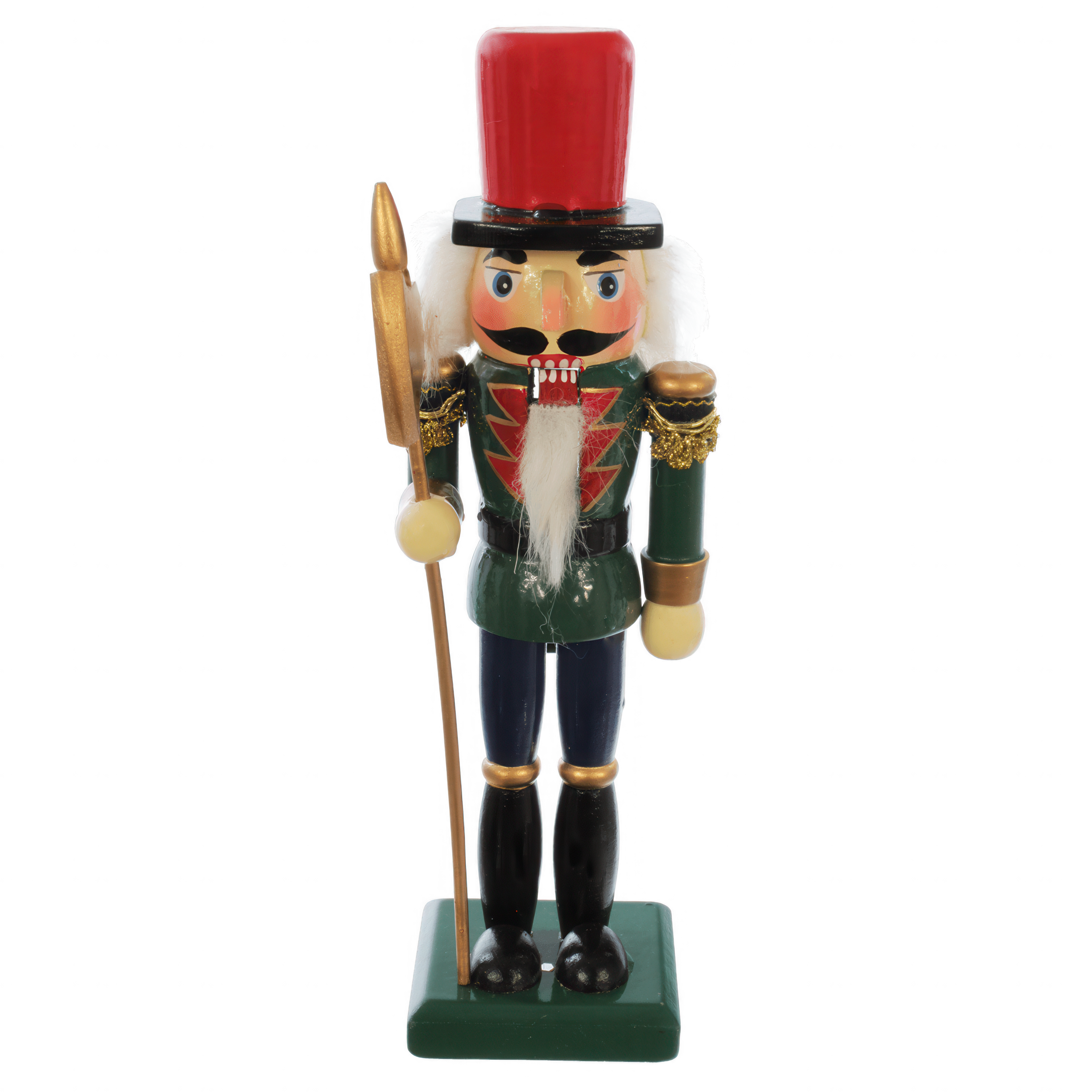 zielony dziadek do orzechów ŁUPACZ - drewniany, wysokość 21cm