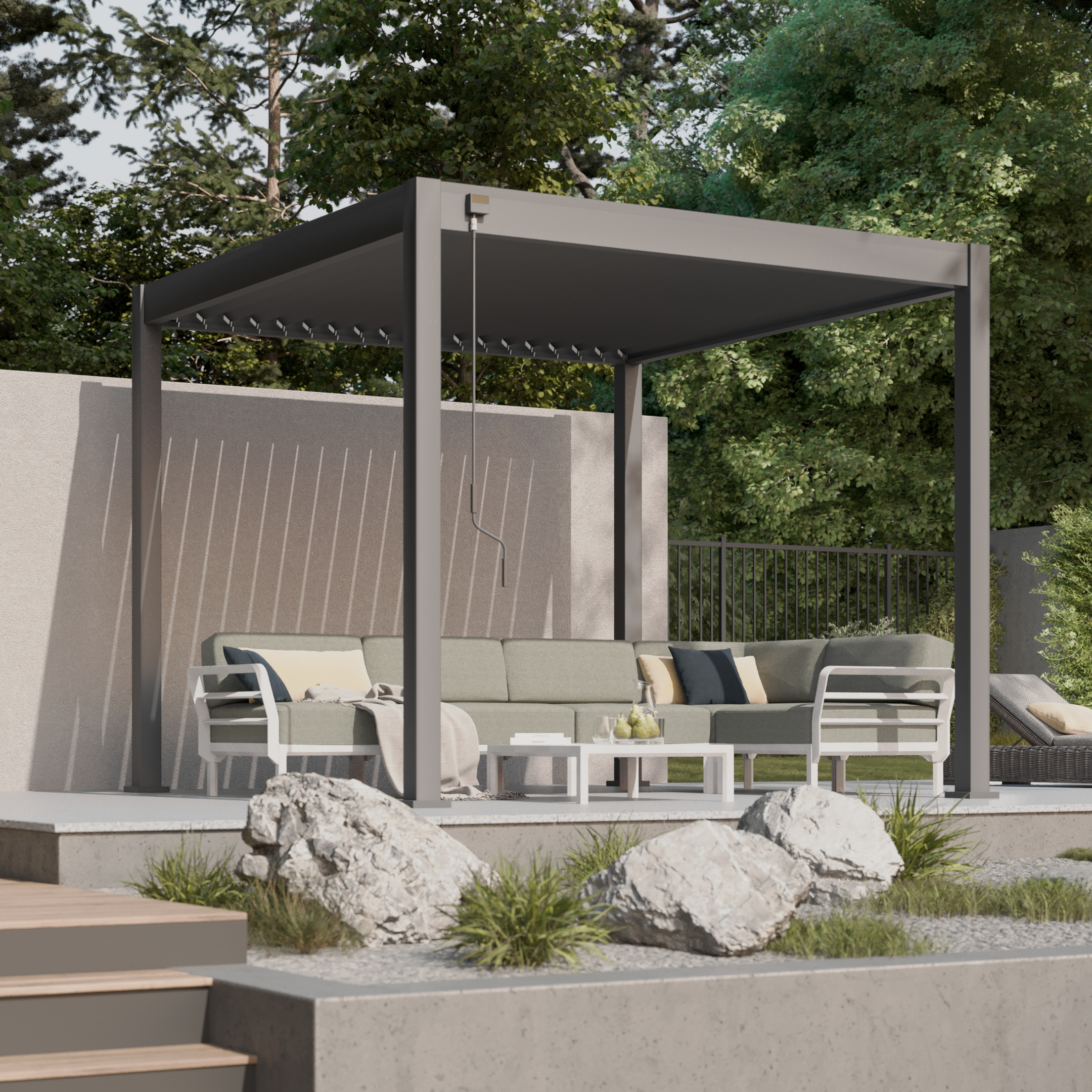 Pergola tarasowa ELEGANCE 3x3 Anthracite - Gutroof na tarasie