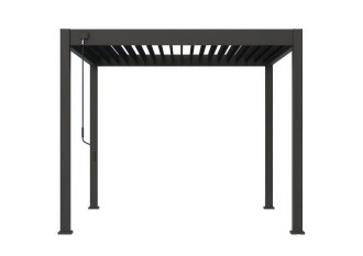 Widok frontalny pergoli tarasowej ELEGANCE 3x3 Anthracite
