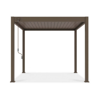 Widok frontalny- pergola tarasowa ELEGANCE 3x3 Taupe - Gutroof