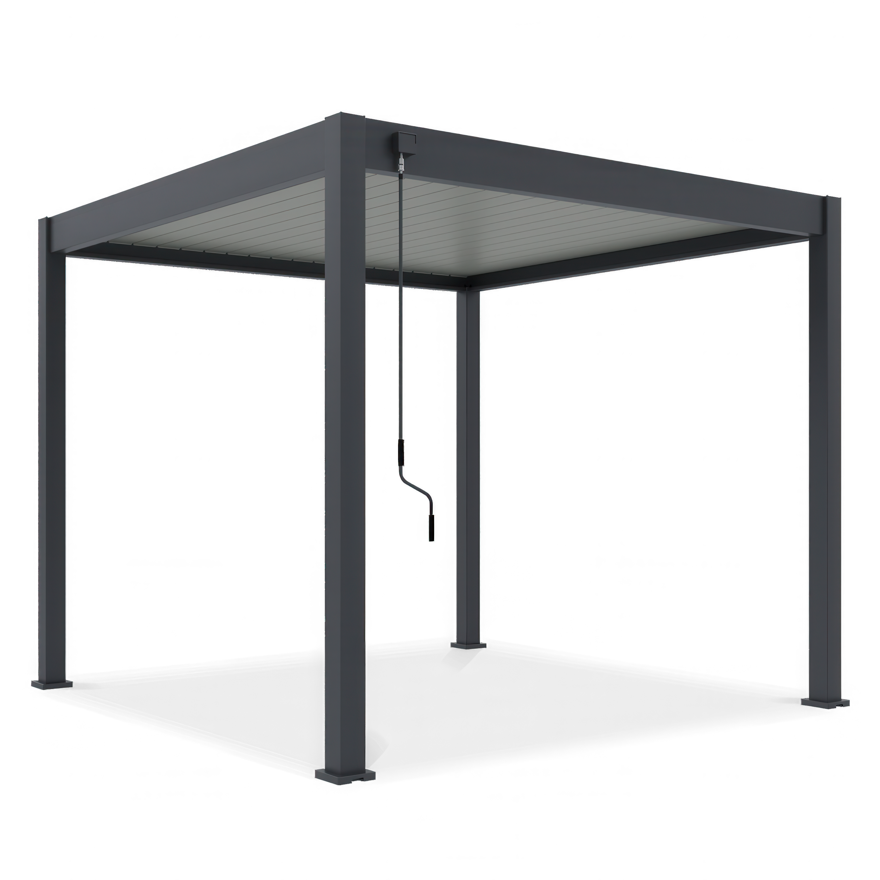 Aranżacja pergoli tarasowej ELEGANCE w rozmiarze 3x3 Anthracite/Light grey - gutroof
