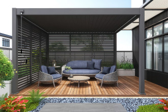 Aranżacja we wnętrzu perogoli ELEGANCE 3x4 Anthracite - gutroof