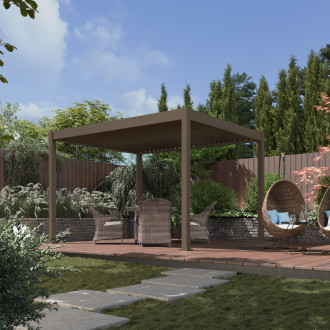Pergola ogrodowa na taras ELEGANCE 3x4 Taupe marki Gutroof w aranżacji