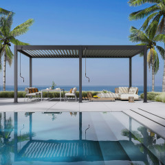 Aranżacja pergola ogrodowa ELEGANCE w rozmiarze 3x6 anthracite/light grey