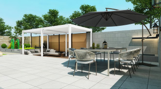 Pergola elegance na tarasie ogrodowym