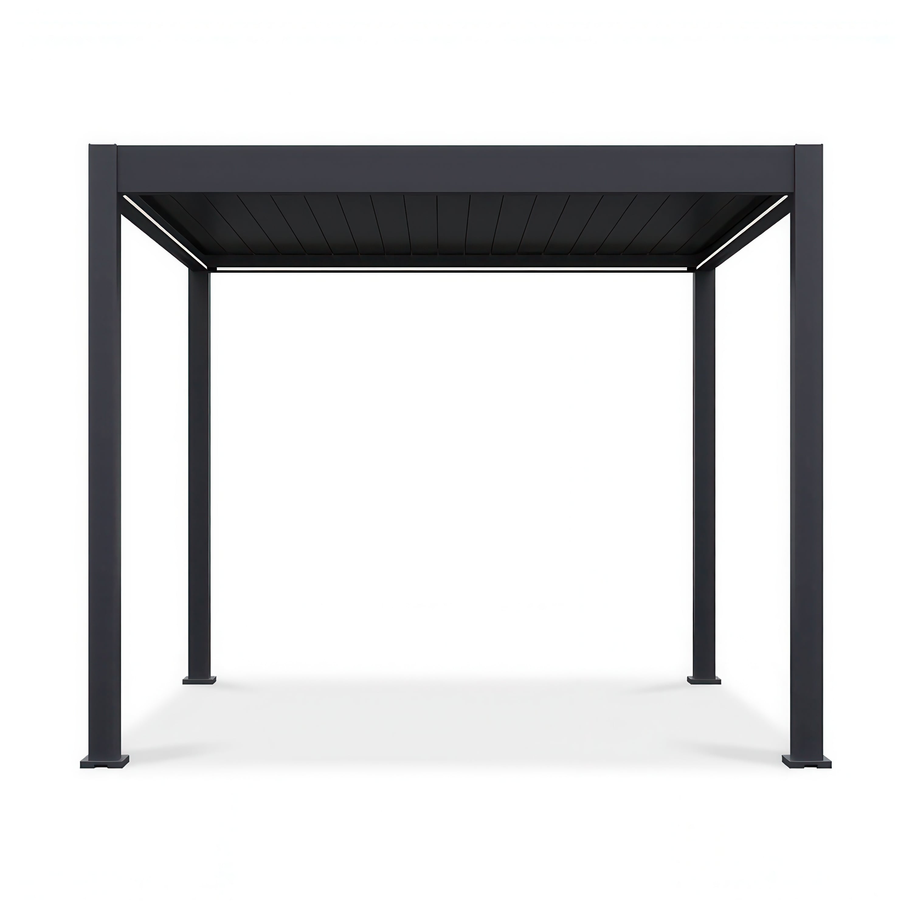 Widok frontalny pergoli tarasowej automatycznej ELEGANCE AUTOMATIC 3x3 Anthracite - Gutroof