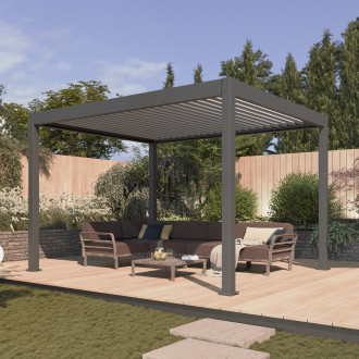 Pergola automatyczna ELEGANCE AUTOMATIC 3x4 z oświetleniem LED Anthracite/Light Grey marki Gutroof w aranżacji