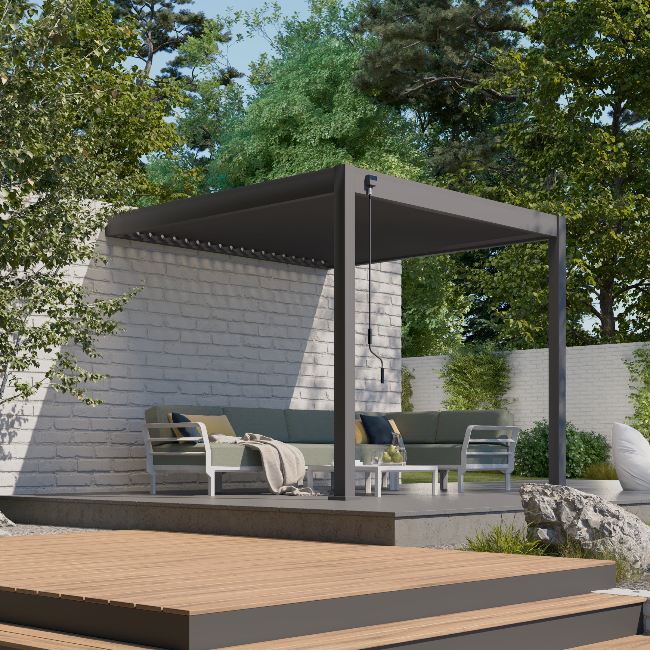 Przyścienna pergola ELEGANCE WALL 3x4 Anthracite marki Gutroof w aranżacji 