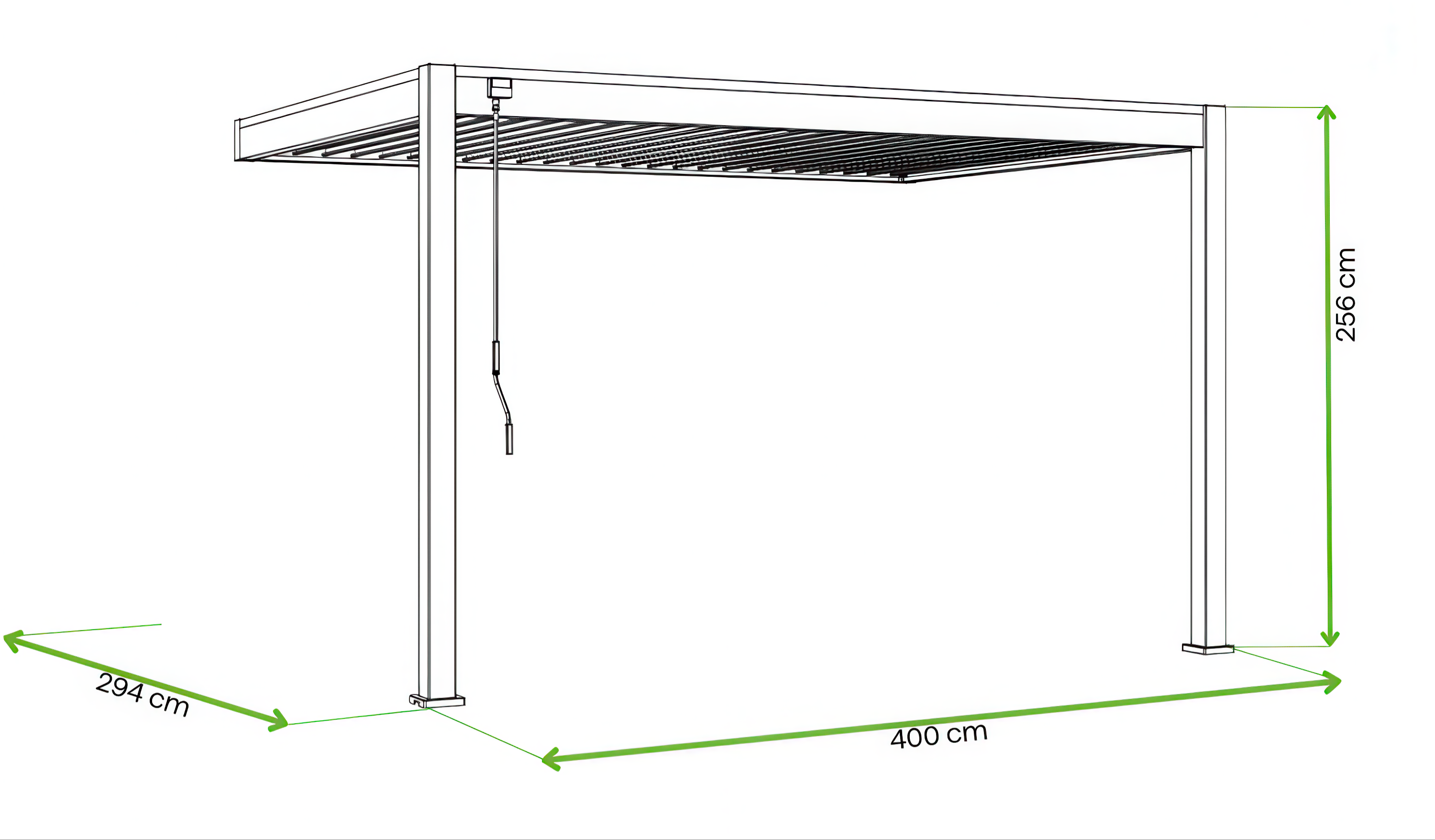 Wymiary - przyścienna pergola ELEGANCE WALL 3x4 Anthracite - Gutroof
