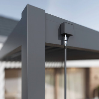 Zbliżenie na system dachowy przyściennej pergoli ELEGANCE WALL 3x4 Anthracite - Gutroof