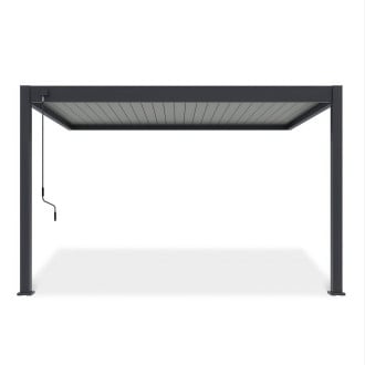Przyścienna pergola ELEGANCE WALL 3x4 antracytowa w kolorze lameli jasno szarym