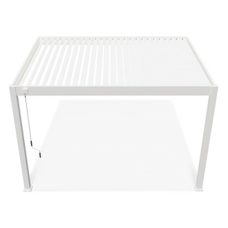 Widok z góry na przyścienną pergolę ELEGACNE WALL 3x4 White i jej lamele