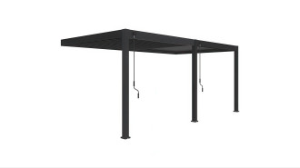 Bočn&iacute; pohled na n&aacute;stěnnou pergolu ELEGANCE WALL velikosti 3x6 v antracitov&eacute; barvě