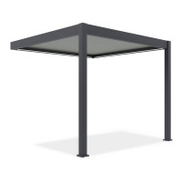 Automatyczna pergola przyścienna z oświetleniem LED 3x3 ELEGANCE WALL AUTOMATIC, Anthracite/Light Grey - Gutroof