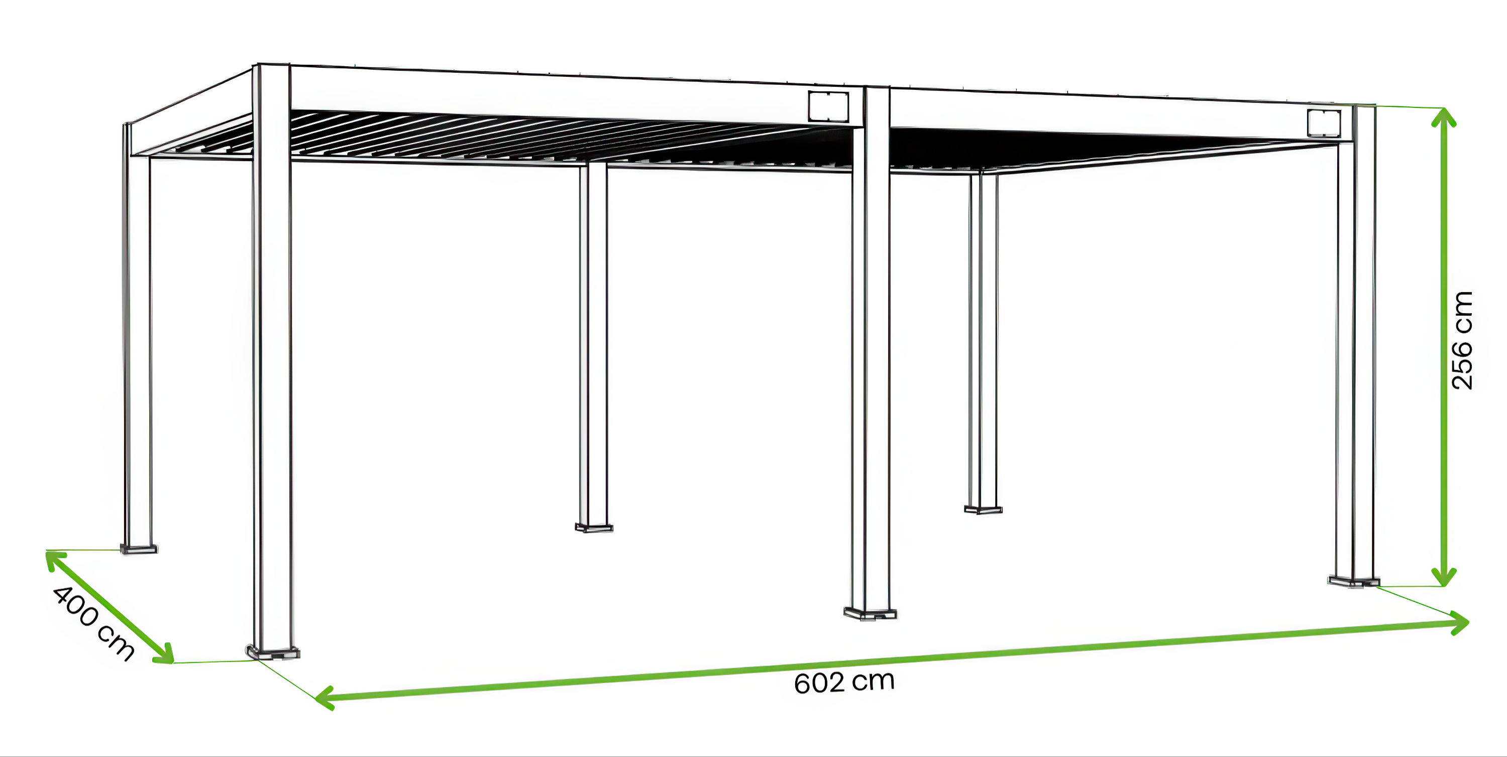 Wymiary pergoli tarasowej deluxe pro automatic 4x6m z oświetleniem LED