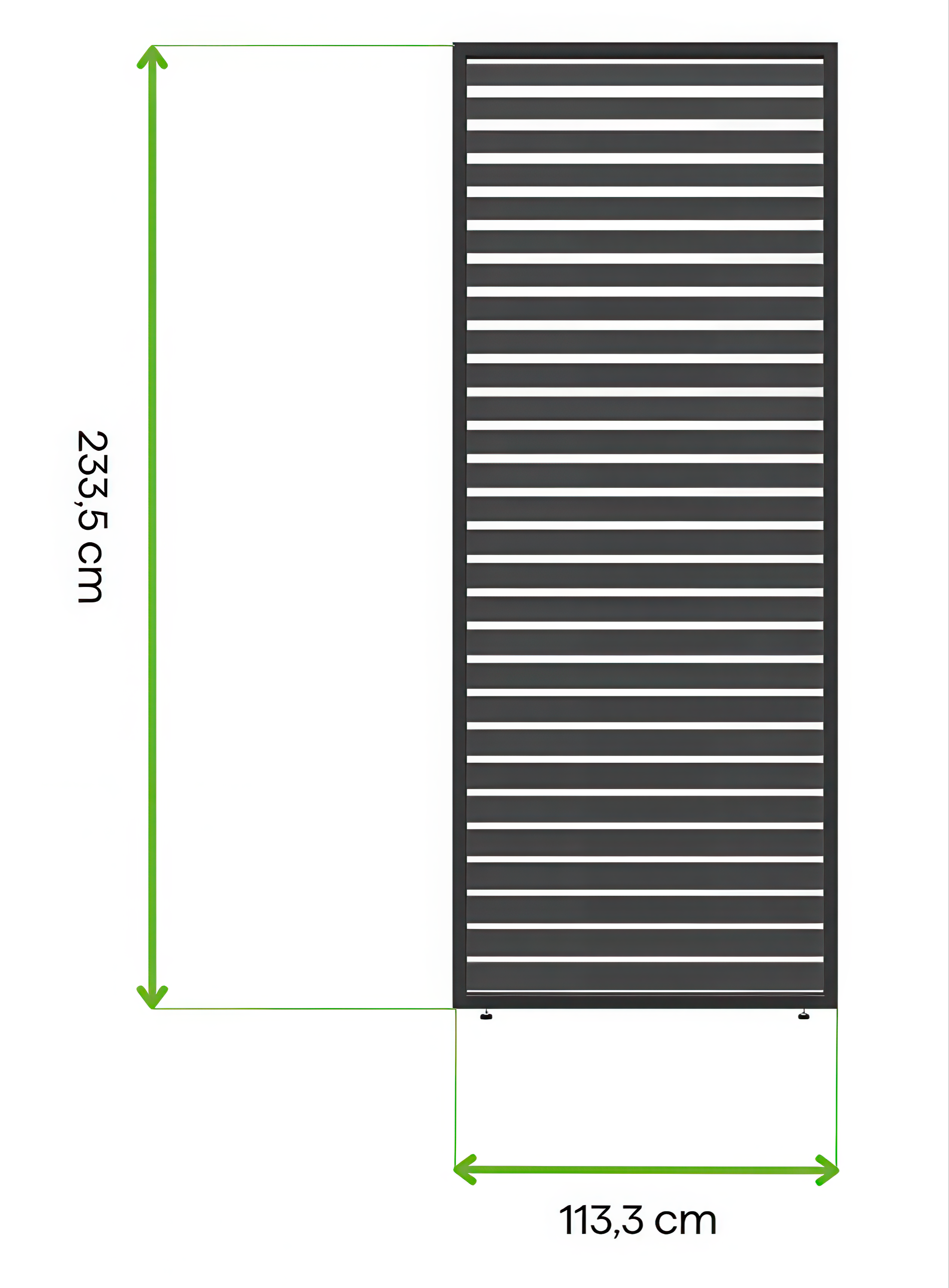 Wymiary - antracytowy panel żaluzjowy poziomy